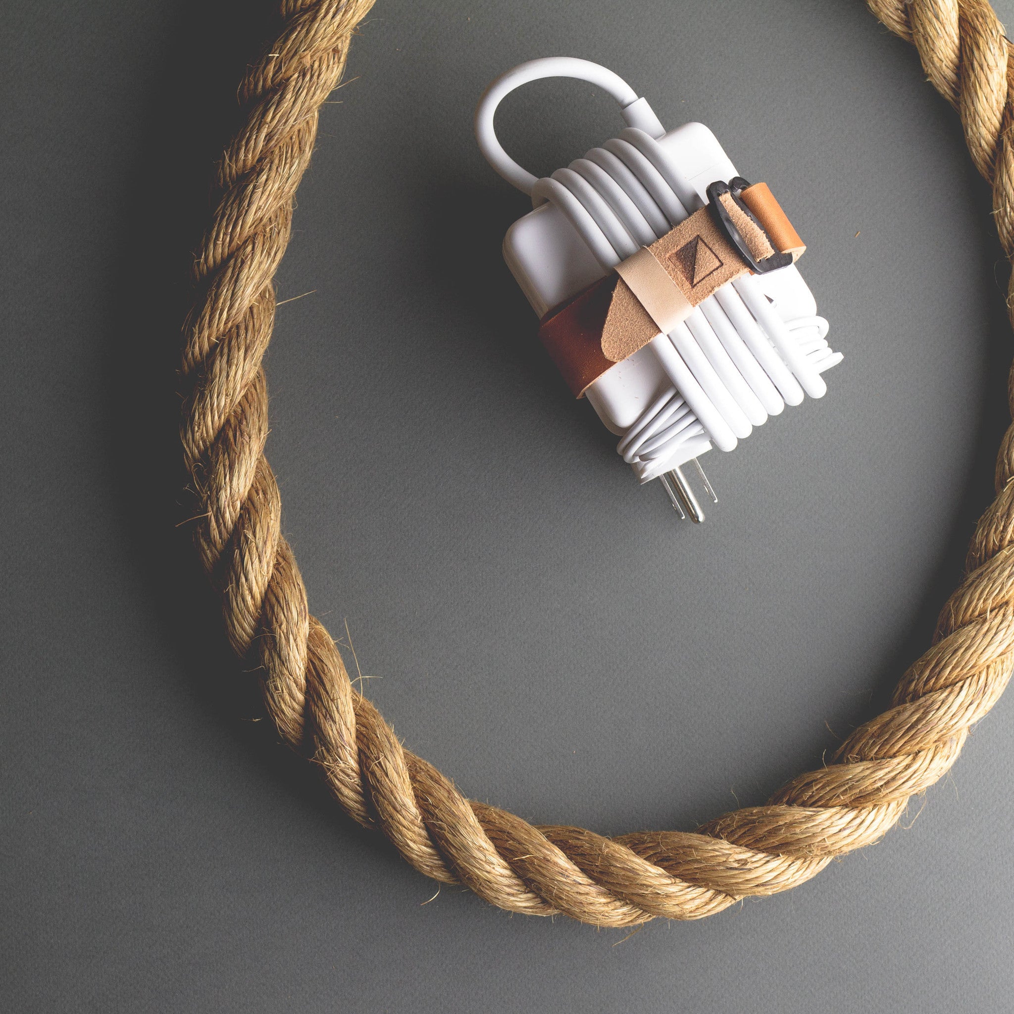 Leather Cord Wrap For Laptop Chargers